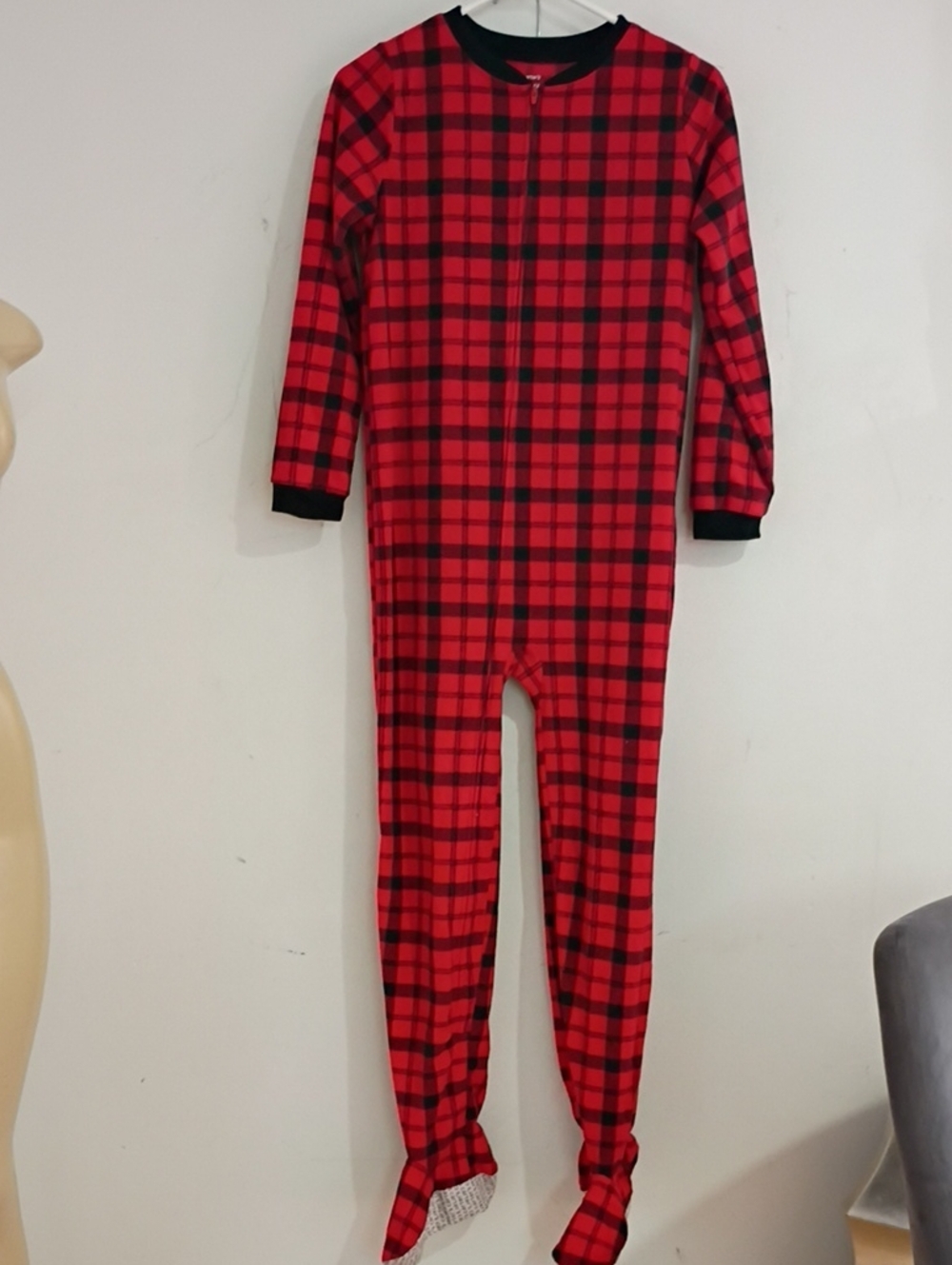 Carter's Red and Black Plaid Footed One-Piece Pajama